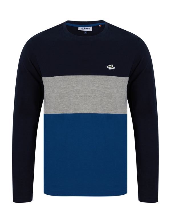 Le Shark Quay Colour Block Cotton Pique Long Sleeve Top