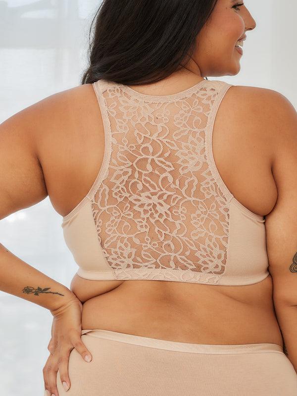 Leading Lady The Indy - Cotton Front-Closure Lace Racerback Bra