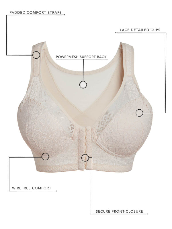 Leading Lady The Nora - Shimmer Support Back Lace Front-Closure Bra