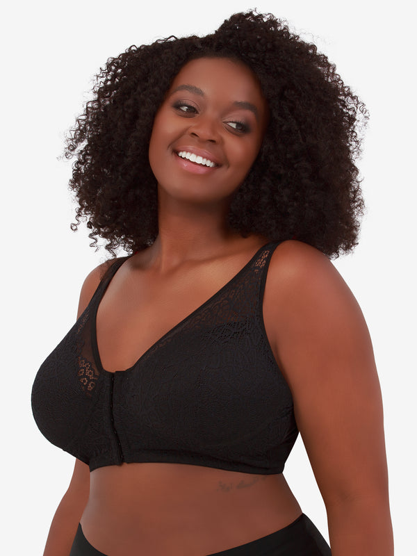 leading lady The Nora - Shimmer Support Back Lace Front-Closure Bra