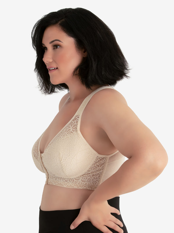 Leading Lady The Nora - Shimmer Support Back Lace Front-Closure Bra