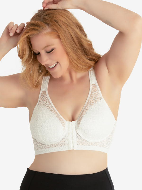 leading lady The Nora - Shimmer Support Back Lace Front-Closure Bra