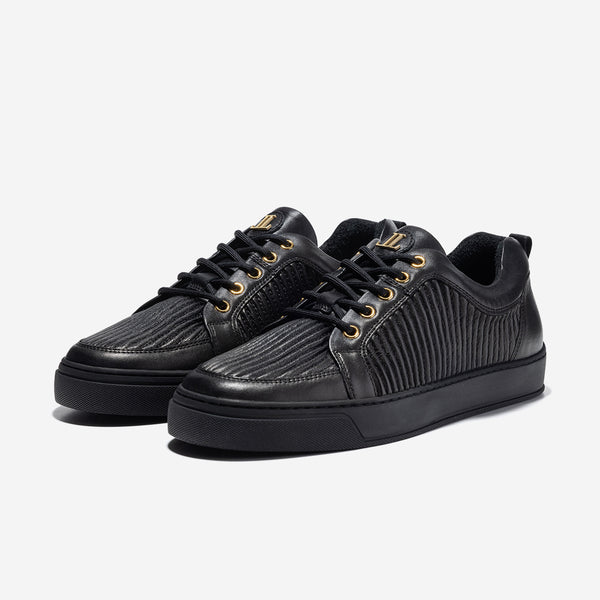 Leandro Lopes Low Top - Ezio - Black Leather Stripe