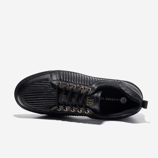 Leandro Lopes Low Top - Ezio - Black Leather Stripe
