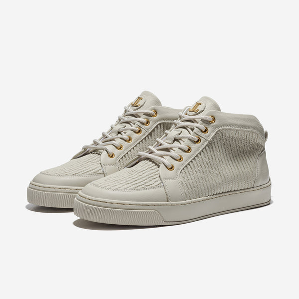 Leandro Lopes Mid Top - Ezio - Beige Leather Stripe