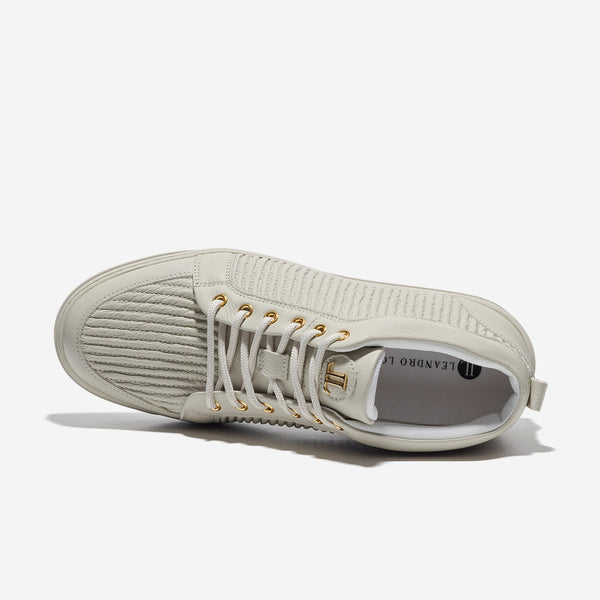 Leandro Lopes Mid Top - Ezio - Beige Leather Stripe