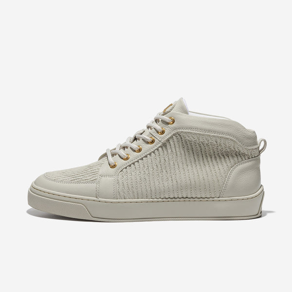 leandro lopes Mid Top - Ezio - Beige Leather Stripe