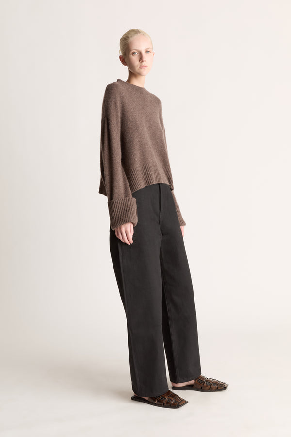 Lee Mathews Cashmere Cropped Crewneck