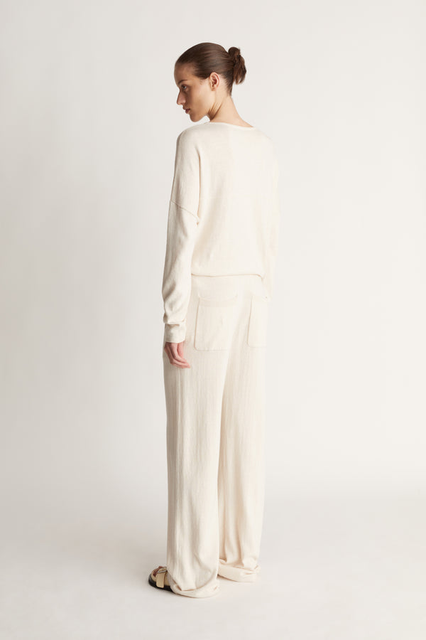 Lee Mathews Cotton Cashmere Wide Leg Pant