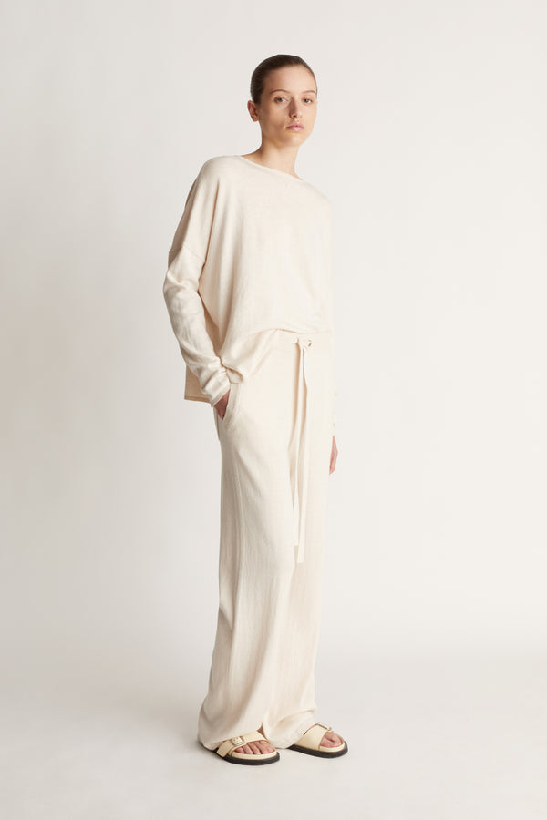 lee mathews Cotton Cashmere Wide Leg Pant