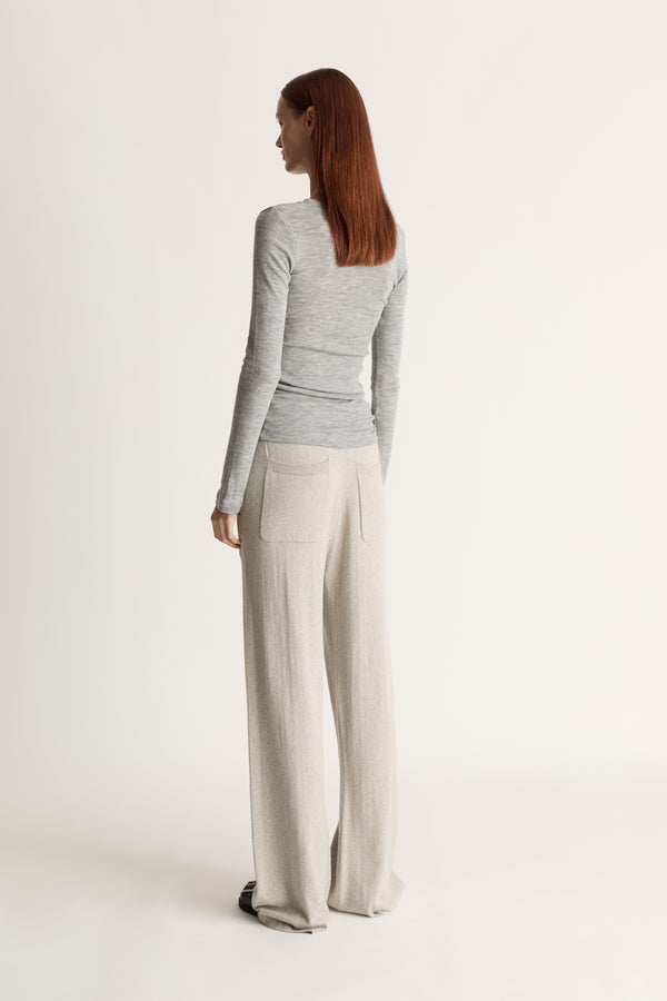 Lee Mathews Cotton Cashmere Wide Leg Pant
