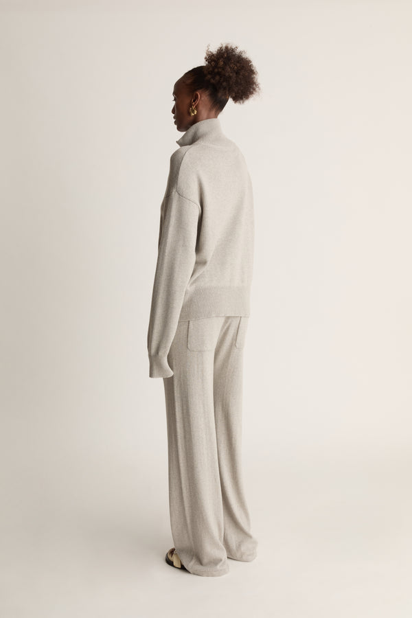 Lee Mathews Cotton Cashmere Zip-up Sweater