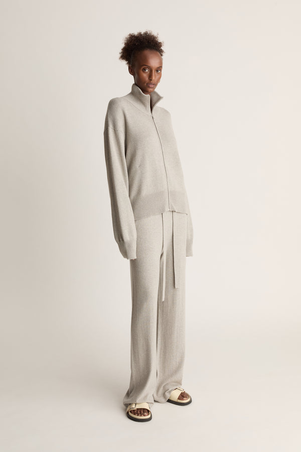 lee mathews Cotton Cashmere Zip-up Sweater