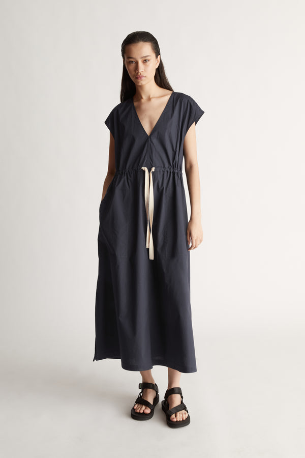 lee mathews LM Poplin V Neck Dress