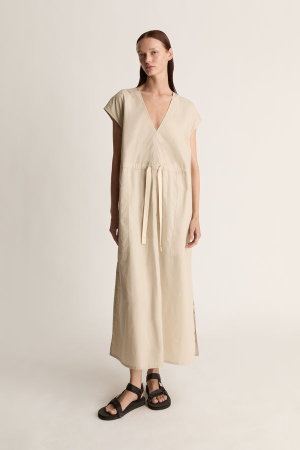 lee mathews LM Poplin V Neck Dress