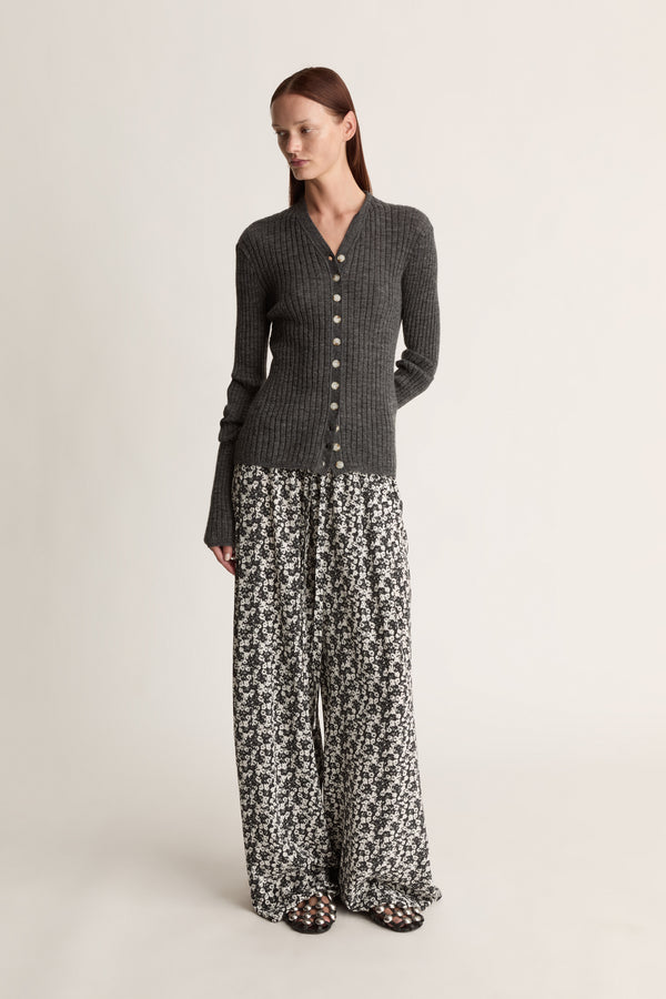 Lee Mathews Maya Ribbed V Neck Cardigan