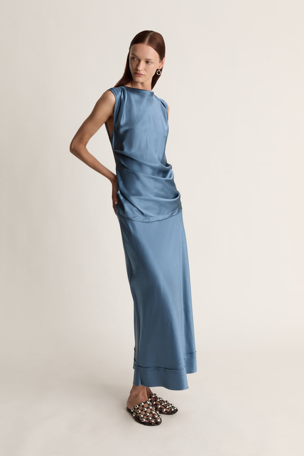 Lee Mathews Stella Silk Satin Drape Top