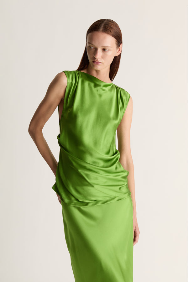 Lee Mathews Stella Silk Satin Drape Top