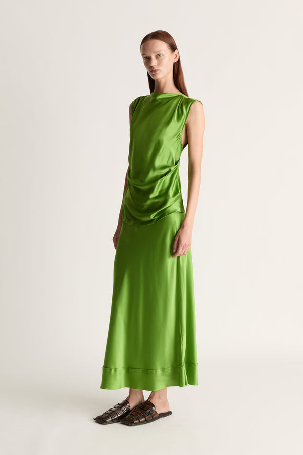 lee mathews Stella Silk Satin Drape Top