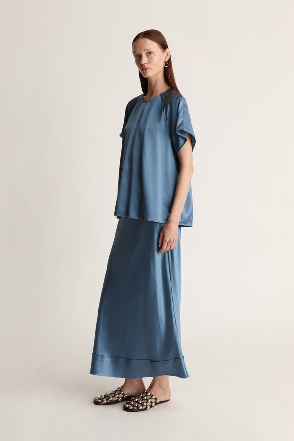 Lee Mathews Stella Silk Satin Raglan Tee