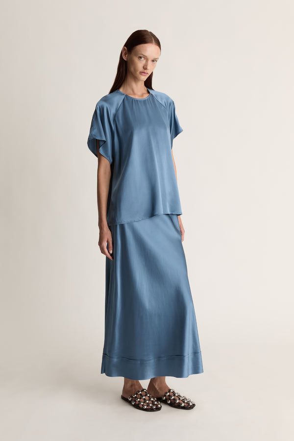 Lee Mathews Stella Silk Satin Raglan Tee