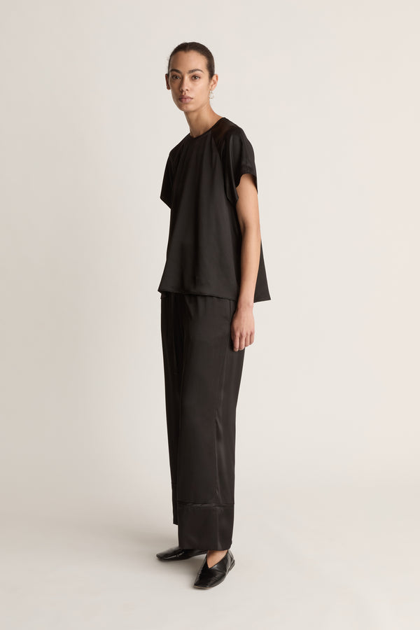 Lee Mathews Stella Silk Satin Raglan Tee