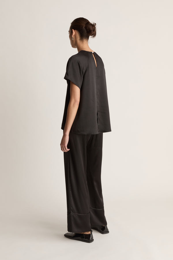 Lee Mathews Stella Silk Satin Raglan Tee