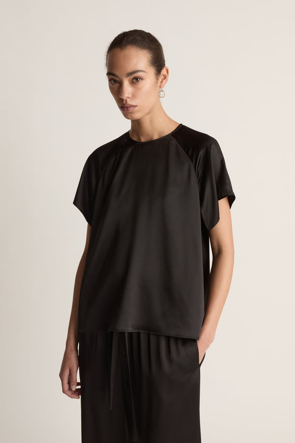 Lee Mathews Stella Silk Satin Raglan Tee