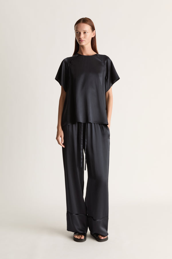 Lee Mathews Stella Silk Satin Raglan Tee