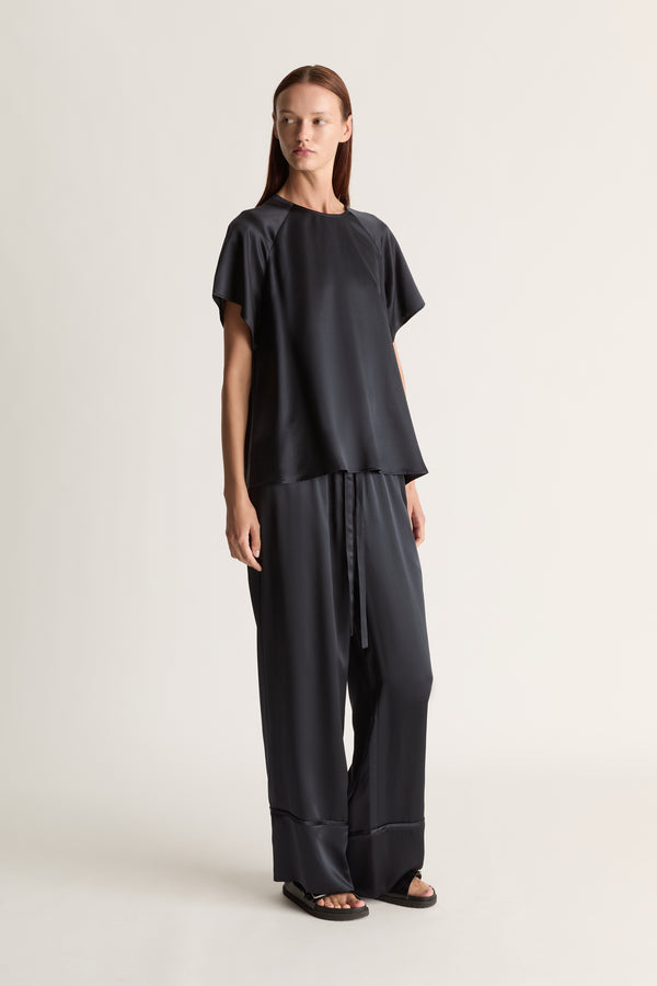 Lee Mathews Stella Silk Satin Raglan Tee