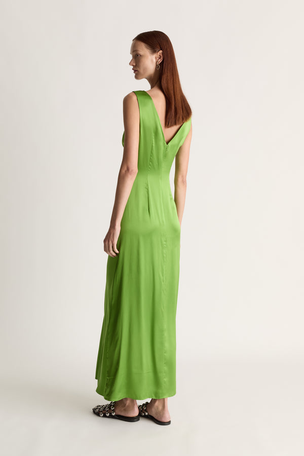 Lee Mathews Stella Silk Satin Ruched Dress