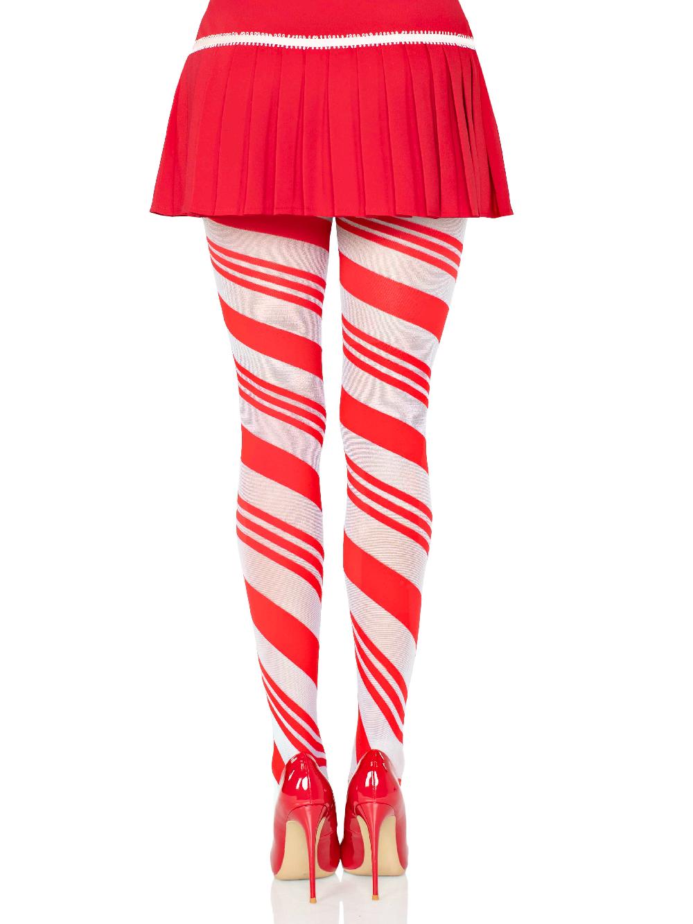 Leg Avenue Arya Sheer Candy Striped Tights Red/White