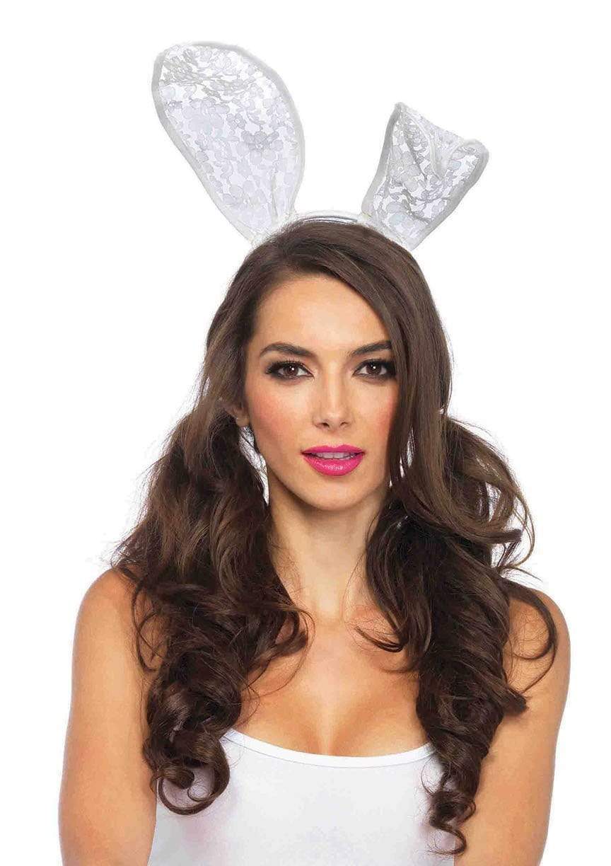 leg avenue Bendable Lace Bunny Rabbit Ear Headband White