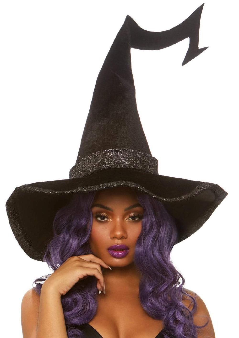 leg avenue Bewitched Velvet Witch Hat With Sparkling Trim Black