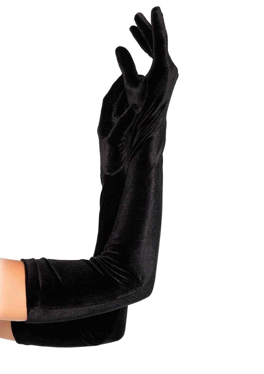 leg avenue Black Stretch Velvet Opera Length Gloves Black