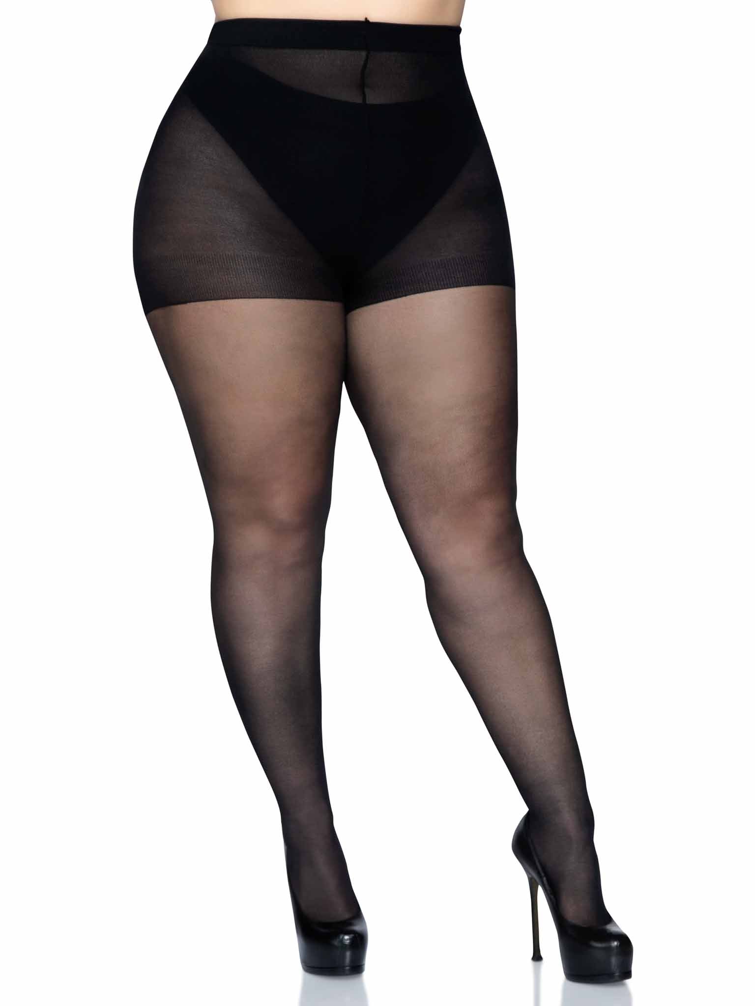 Leg Avenue Cadi Plus Sheer Backseam Pantyhose Black