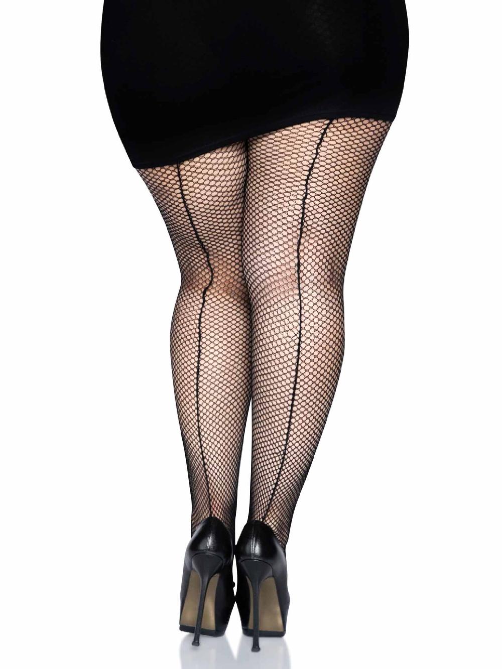 Leg Avenue Callie Plus Backseam Fishnet Tights Black
