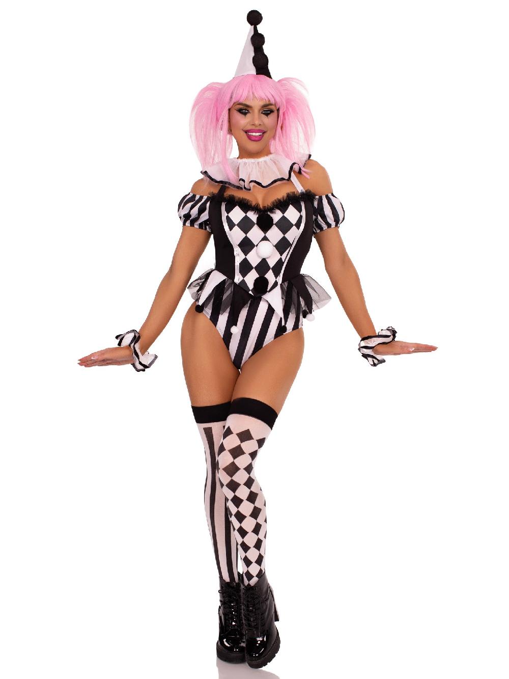Leg Avenue Captivating Circus Clown Costume Black/White
