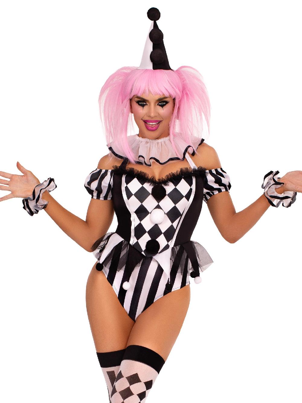 leg avenue Captivating Circus Clown Costume Black/White