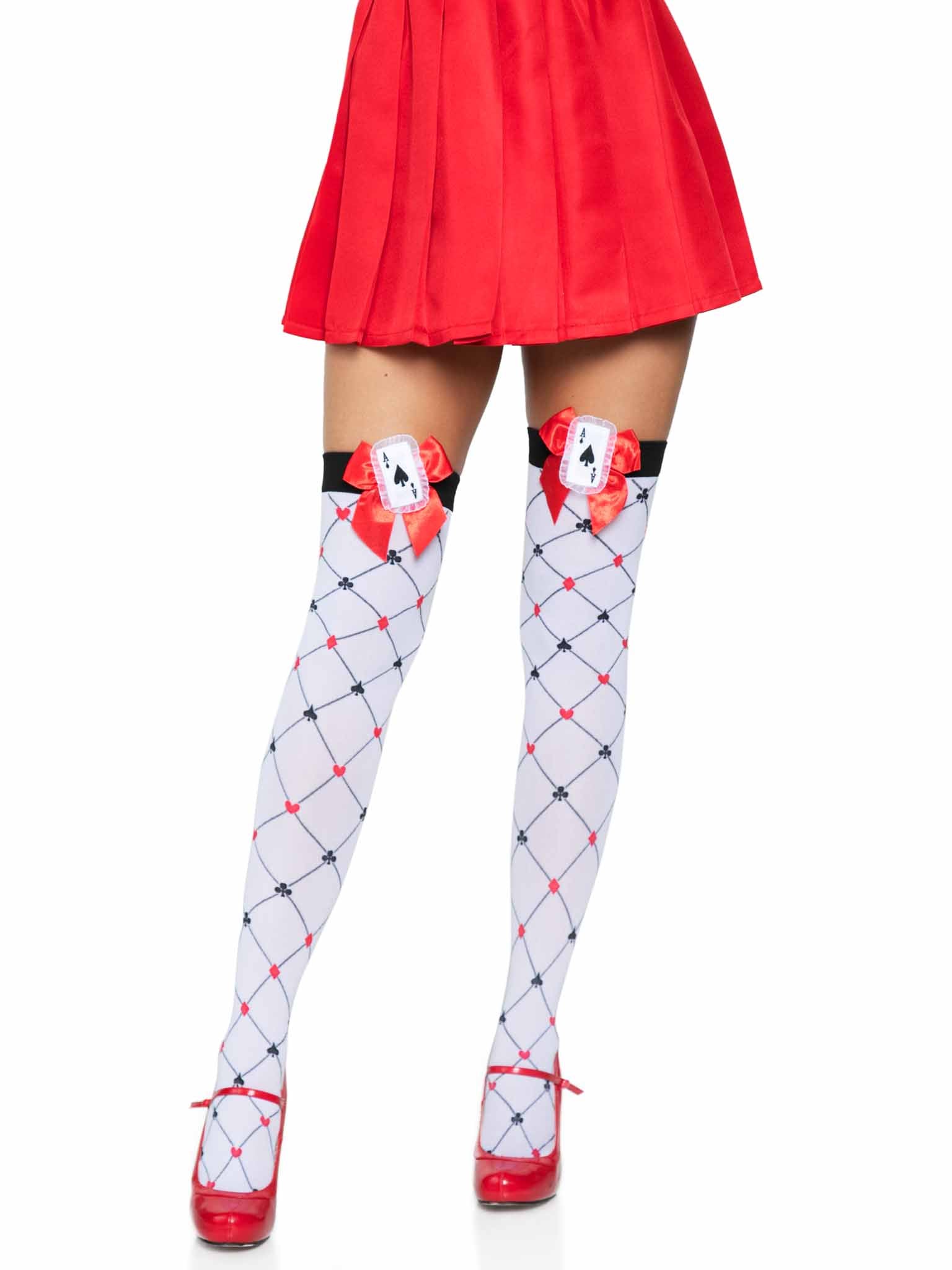 leg avenue Card Suit Thigh High Stockings White/Red/Black