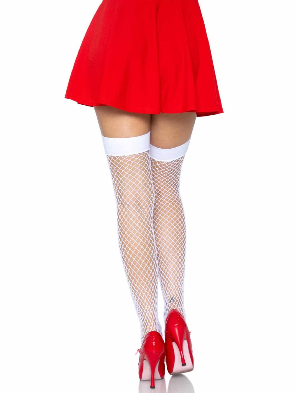 Leg Avenue Cece Nurse Industrial Net Tights White/Red
