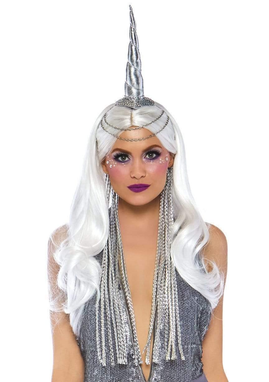 leg avenue Celestial Unicorn Headband with Chain Accent Silver