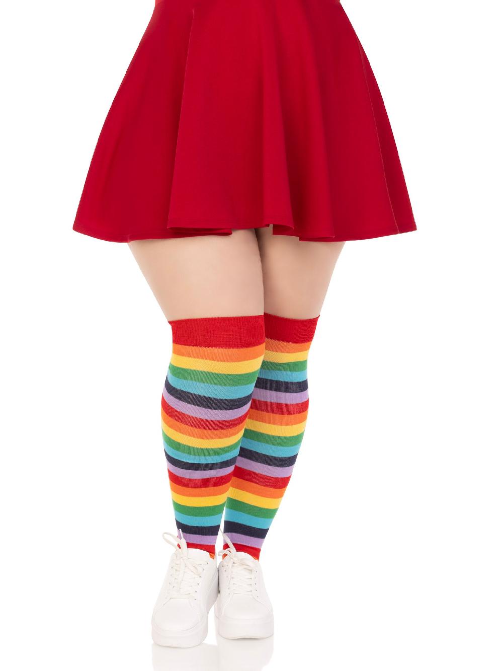 leg avenue Cherry Plus Rainbow Thigh High Socks Multicolor