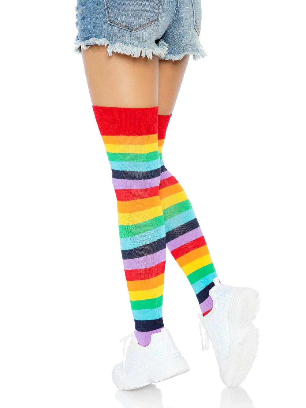 Leg Avenue Cherry Rainbow Thigh High Socks Multicolor