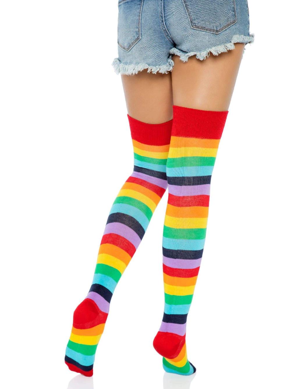 Leg Avenue Cherry Rainbow Thigh High Socks Multicolor