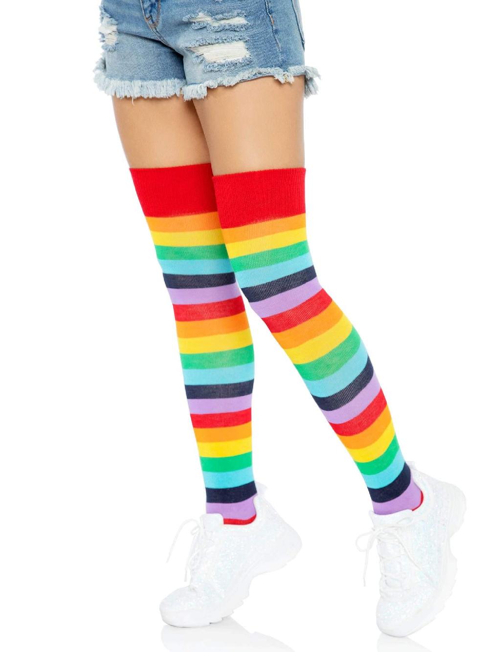 leg avenue Cherry Rainbow Thigh High Socks Multicolor
