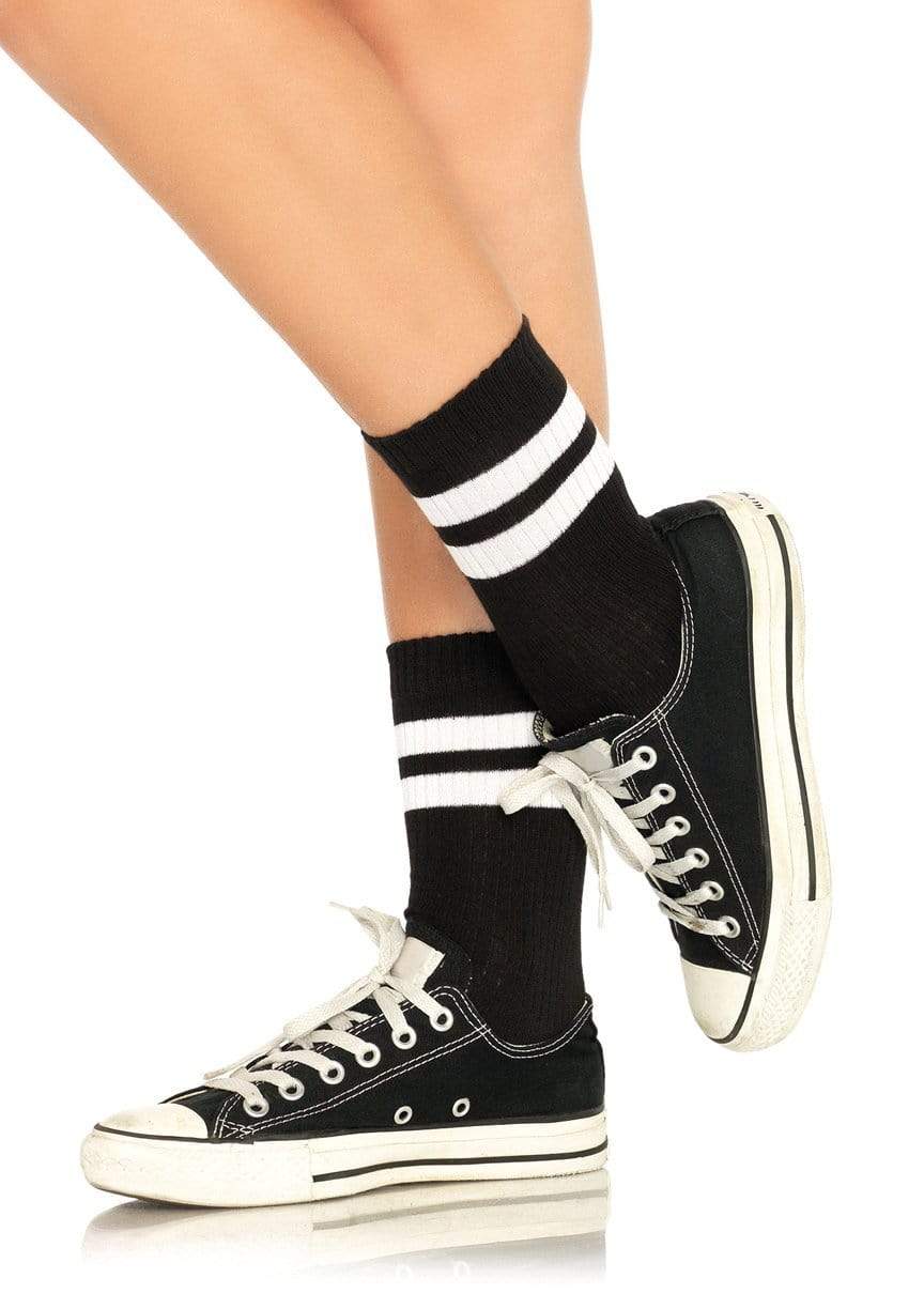 leg avenue Corrie Athletic Striped Ankle Socks Black/White