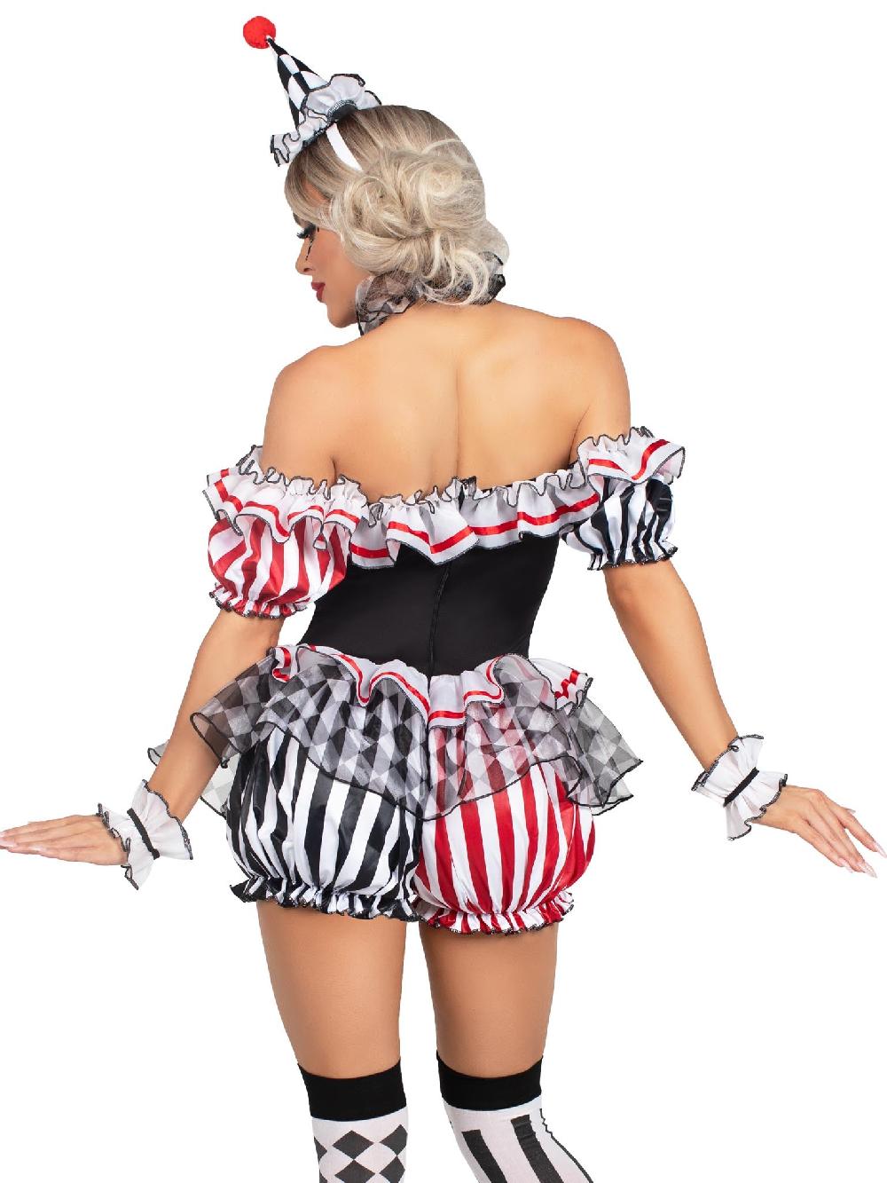 Leg Avenue Darling Harlequin Clown Costume White/Red/Black