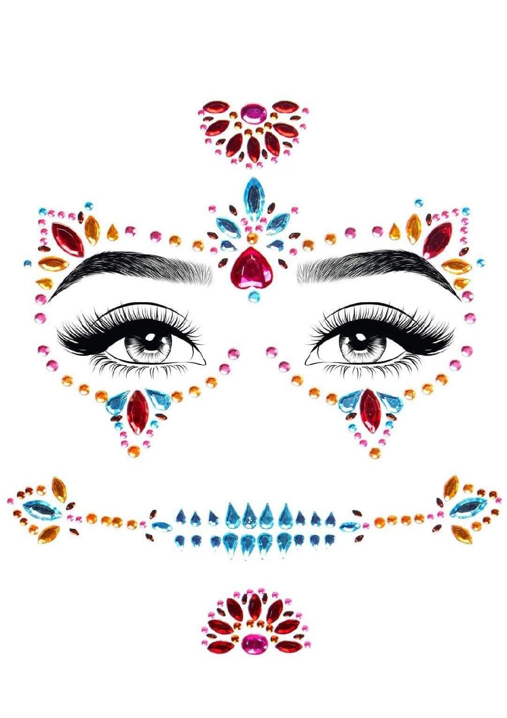 Leg Avenue Day Of The Dead Skeleton Face Jewels Multicolor