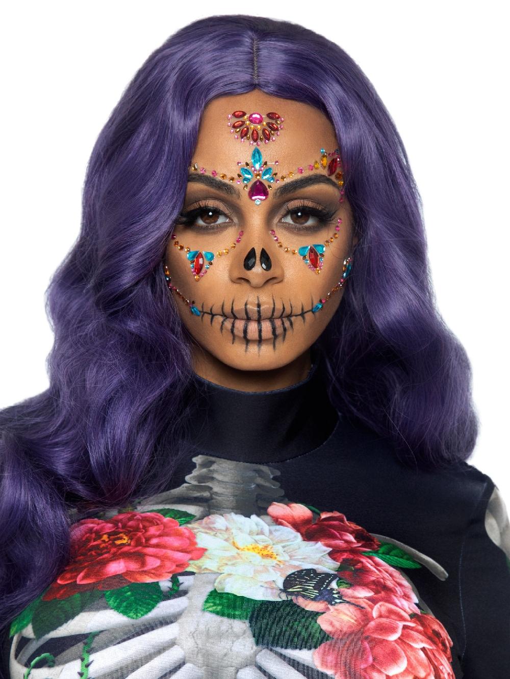 Leg Avenue Day Of The Dead Skeleton Face Jewels Multicolor